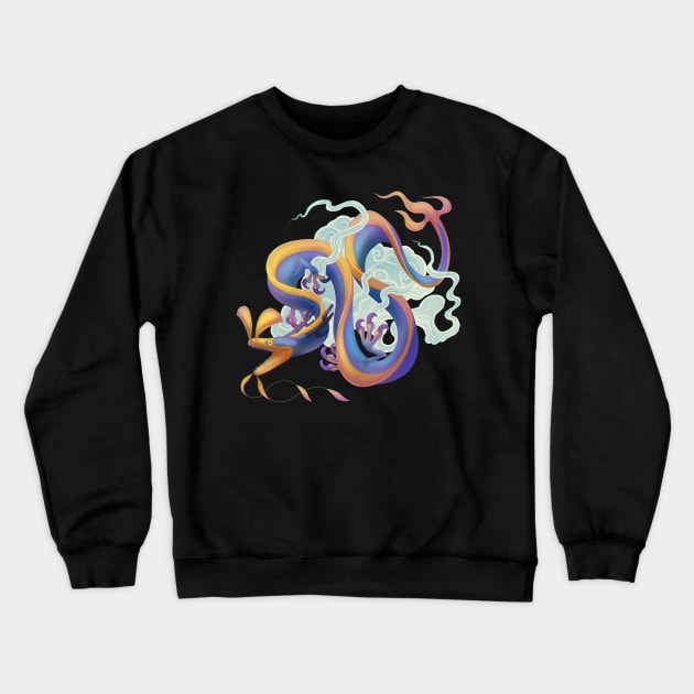 Ribbon Eel Dragon Crewneck Sweatshirt by Wagglezags